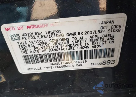 2010 Mitsubishi Lancer Es z USA, uszkodzony, nr VIN JA32U2FUXAU016119